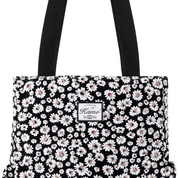 Waterproof Floral Tote Bag Polyester Large Capacity Travel Shopping - Picture 1 of 6